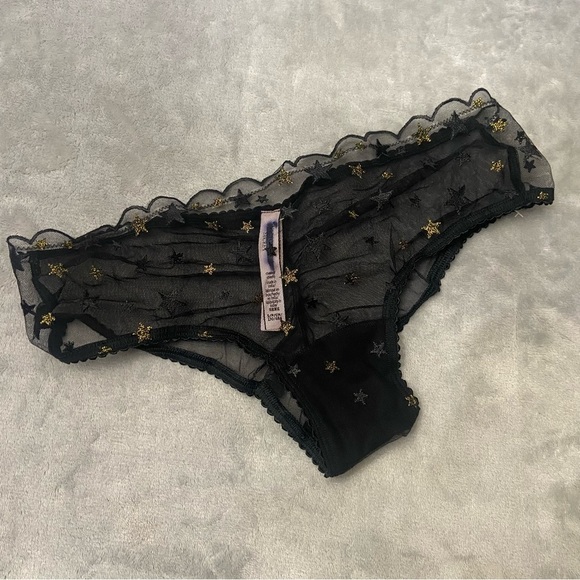 New! Victoria's Secret The Lacie Black Sheer Mesh Cheeky Panty 10403 - Picture 4 of 9